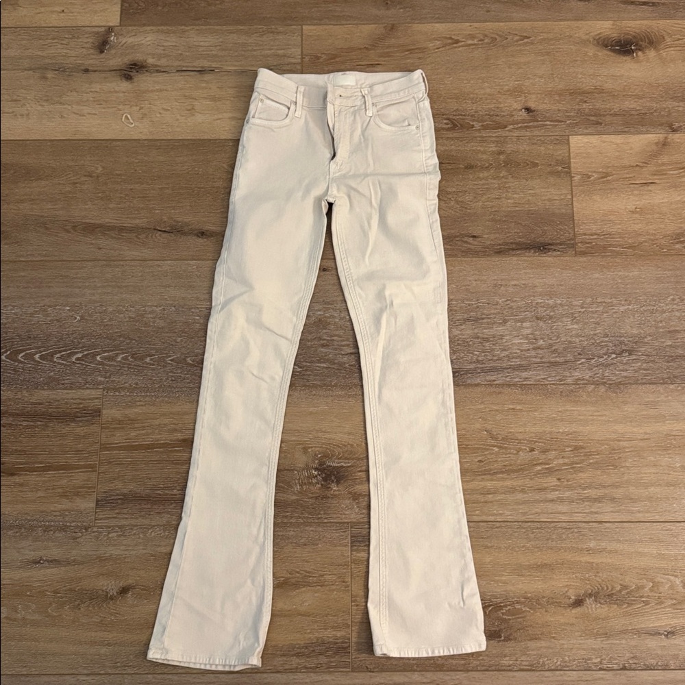 MOTHER Jeans The Runaway High-Rise Flare Neutral Off-White Cream Size 24